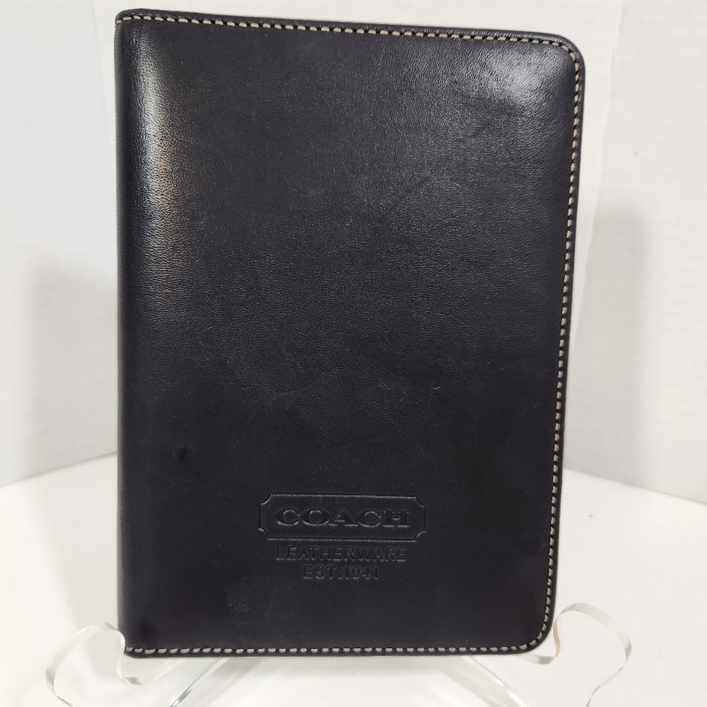 Coach black leather passport photo wallet w/o photo insert euc
